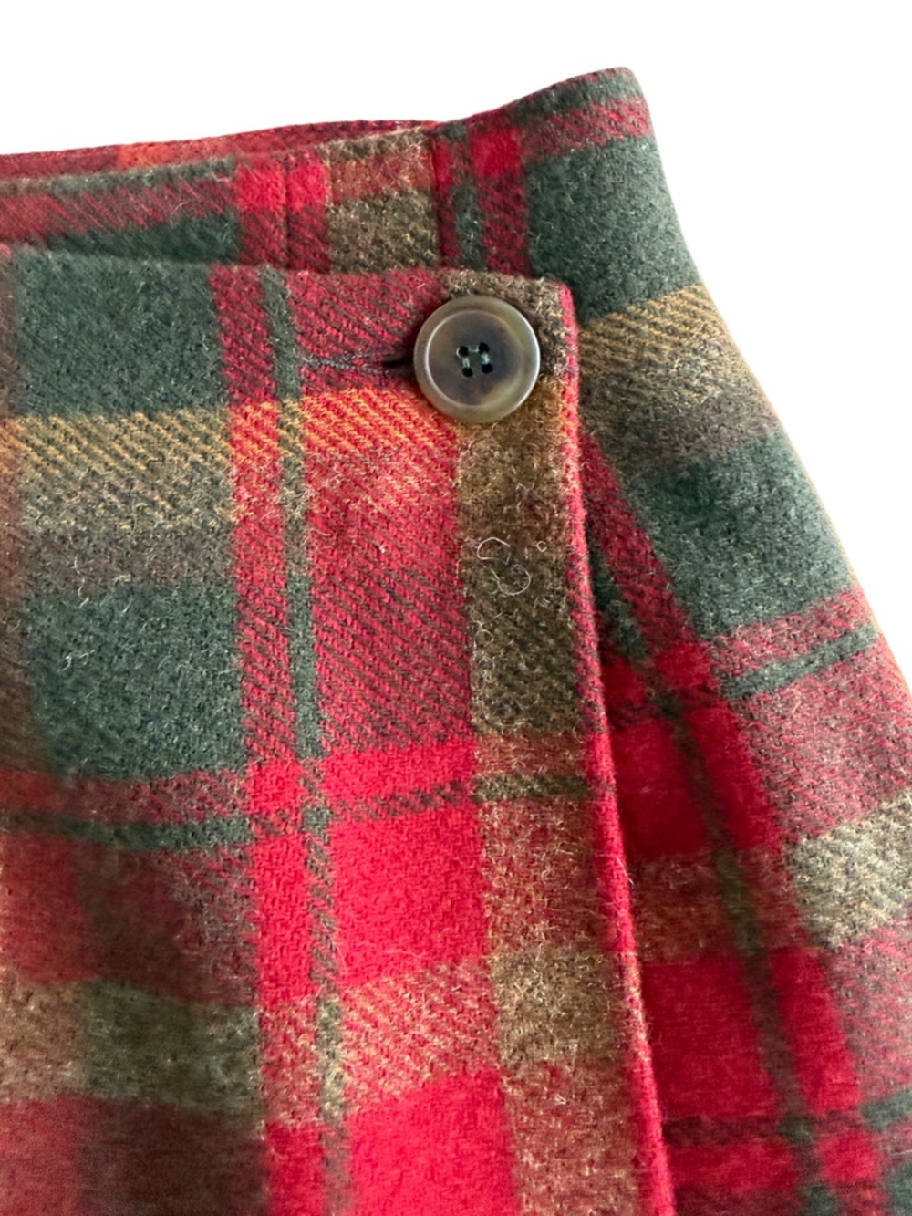 Vintage 80s Pendleton Size 8 Knockabout 100% Wool Red Green Plaid Wrap Skirt USA - Picture 7 of 9